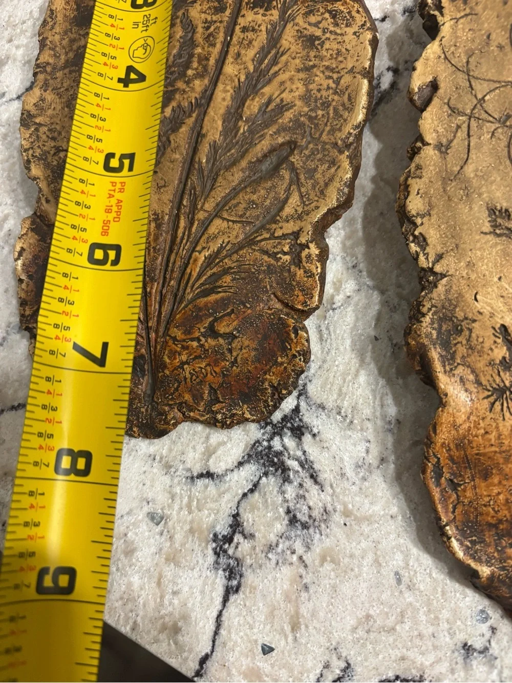 Set of 2 Vintage Style Botanical Embossed Faux Bark Wall Plaques Rustic Decor